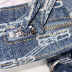 BALENCIAGA バレンシアガ ネオ カゴール シティ BBモノグラム デニム 2WAY ハンドバッグ ショルダー ブルー ★美品★★付属品付★