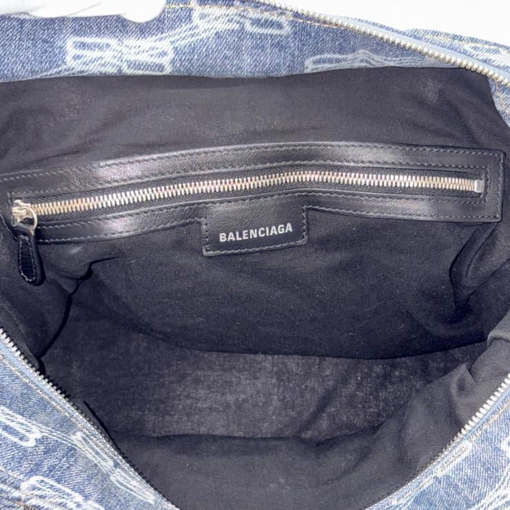 BALENCIAGA バレンシアガ ネオ カゴール シティ BBモノグラム デニム 2WAY ハンドバッグ ショルダー ブルー ★美品★★付属品付★