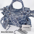 BALENCIAGA バレンシアガ ネオ カゴール シティ BBモノグラム デニム 2WAY ハンドバッグ ショルダー ブルー ★美品★★付属品付★