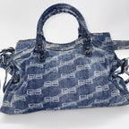 BALENCIAGA バレンシアガ ネオ カゴール シティ BBモノグラム デニム 2WAY ハンドバッグ ショルダー ブルー ★美品★★付属品付★