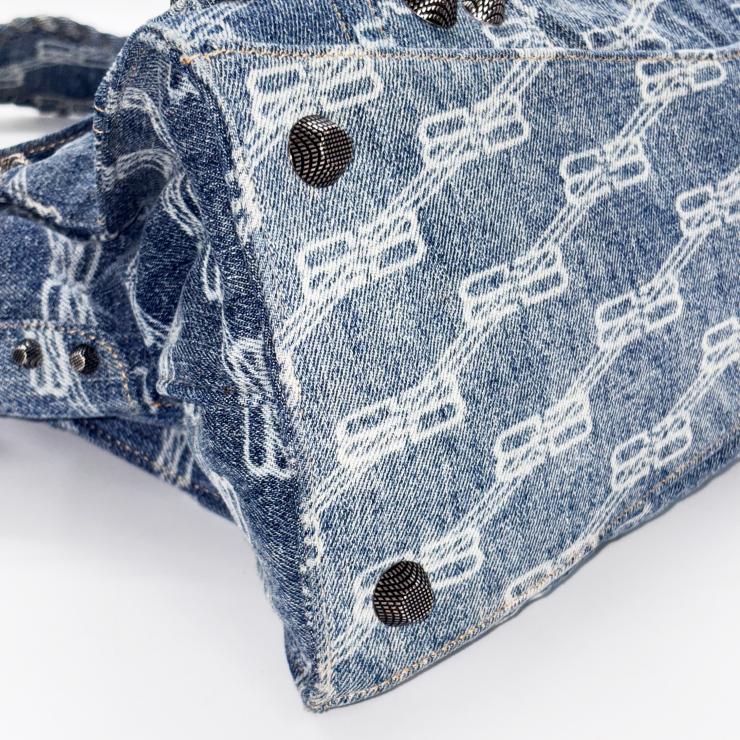 BALENCIAGA バレンシアガ ネオ カゴール シティ BBモノグラム デニム 2WAY ハンドバッグ ショルダー ブルー ★美品★★付属品付★