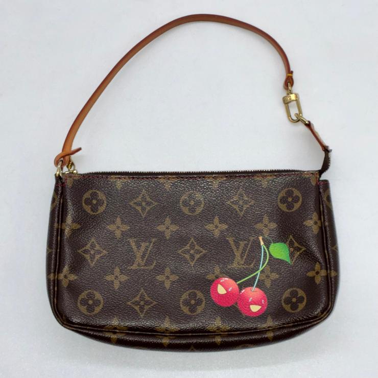 LOUIS VUITTON ルイ・ヴィトン 村上隆 モノグラム チェリー ポシェット アクセソワール M95008 ハンドバッグ ブラウン