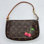 LOUIS VUITTON ルイ・ヴィトン 村上隆 モノグラム チェリー ポシェット アクセソワール M95008 ハンドバッグ ブラウン