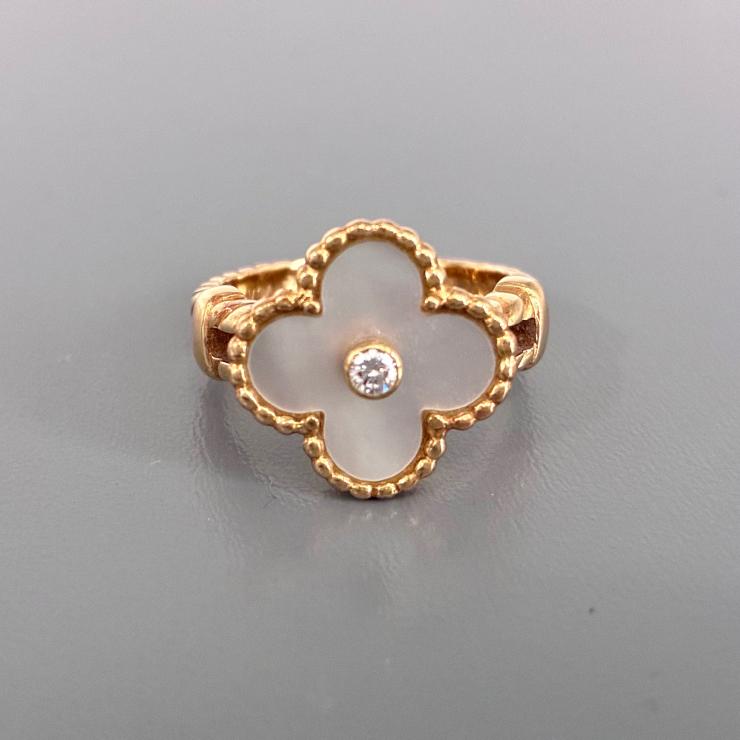 VanCleef&Arpels ヴァンクリーフ＆アーペル マザーオブパール ヴィンテージ リング 指輪 12.5号 ゴールド K18 Au750 アクセサリー ★良品★
