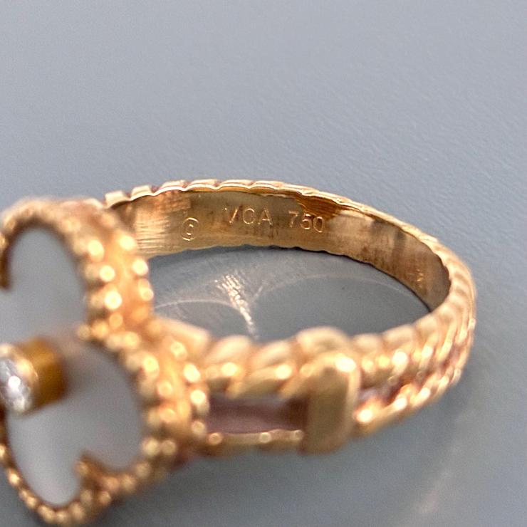 VanCleef&Arpels ヴァンクリーフ＆アーペル マザーオブパール ヴィンテージ リング 指輪 12.5号 ゴールド K18 Au750 アクセサリー ★良品★