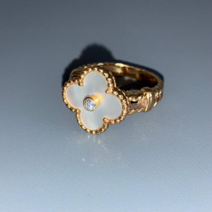 VanCleef&Arpels ヴァンクリーフ＆アーペル マザーオブパール ヴィンテージ リング 指輪 12.5号 ゴールド K18 Au750 アクセサリー ★良品★