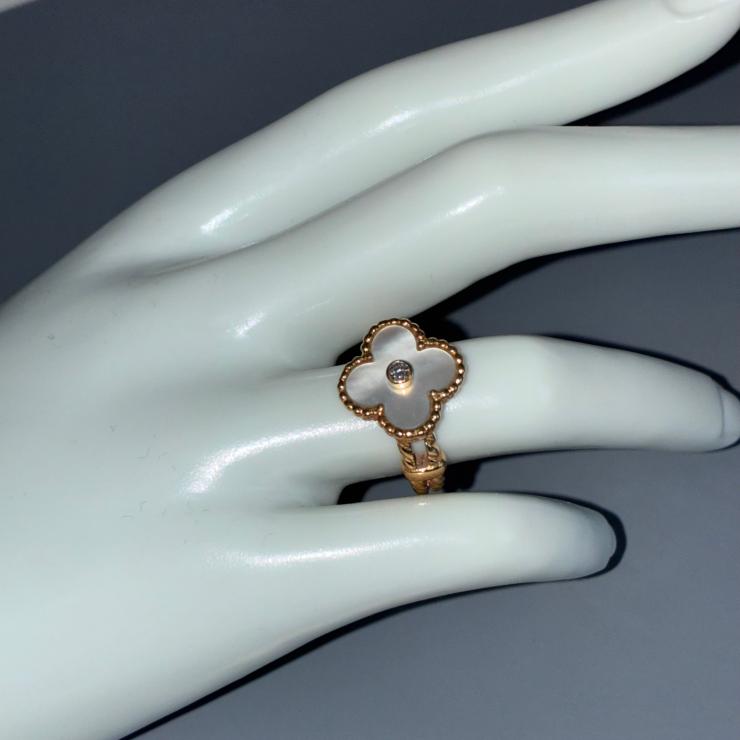 VanCleef&Arpels ヴァンクリーフ＆アーペル マザーオブパール ヴィンテージ リング 指輪 12.5号 ゴールド K18 Au750 アクセサリー ★良品★