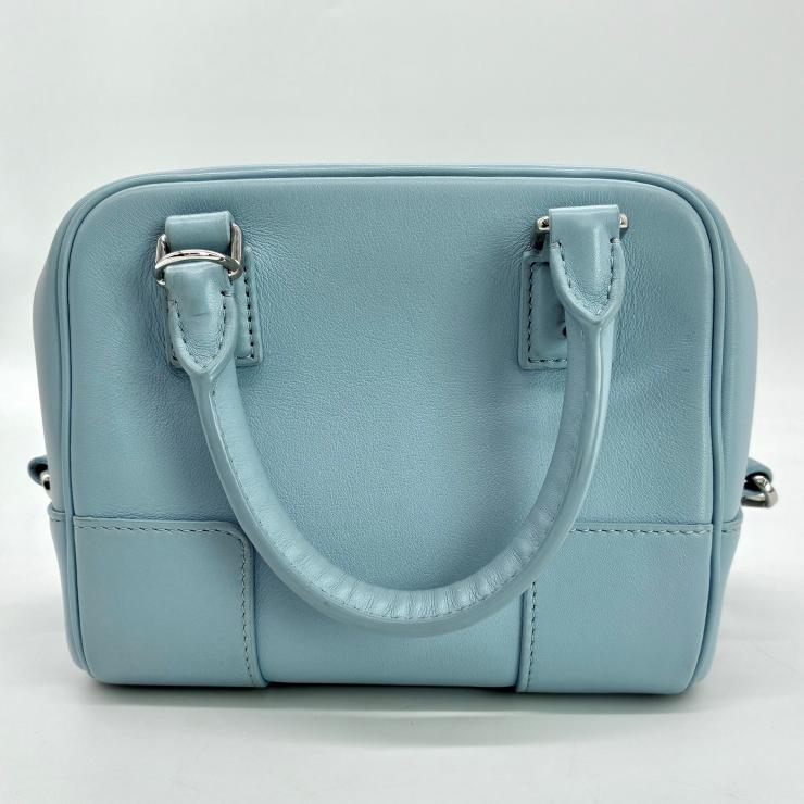 LOEWE ロエベ アマソナ 16 スクエア レザー 2WAY ショルダー ハンド バッグ ブルー ★良品★ ★付属品付★