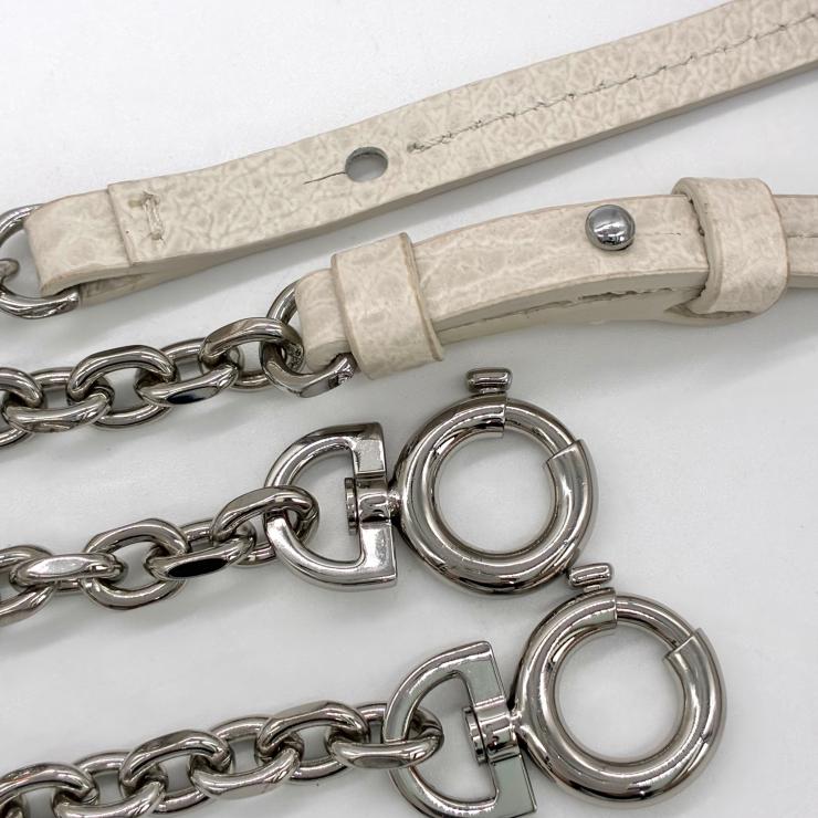 Maison Margiela メゾン マルジェラ 5AC マイクロ レザー キャンバス 2WAY ショルダー ハンド バッグ ホワイト RFID反応有 ★良品★ ★袋付★