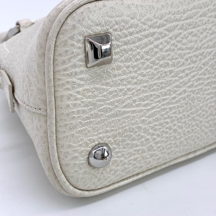 Maison Margiela メゾン マルジェラ 5AC マイクロ レザー キャンバス 2WAY ショルダー ハンド バッグ ホワイト RFID反応有 ★良品★ ★袋付★