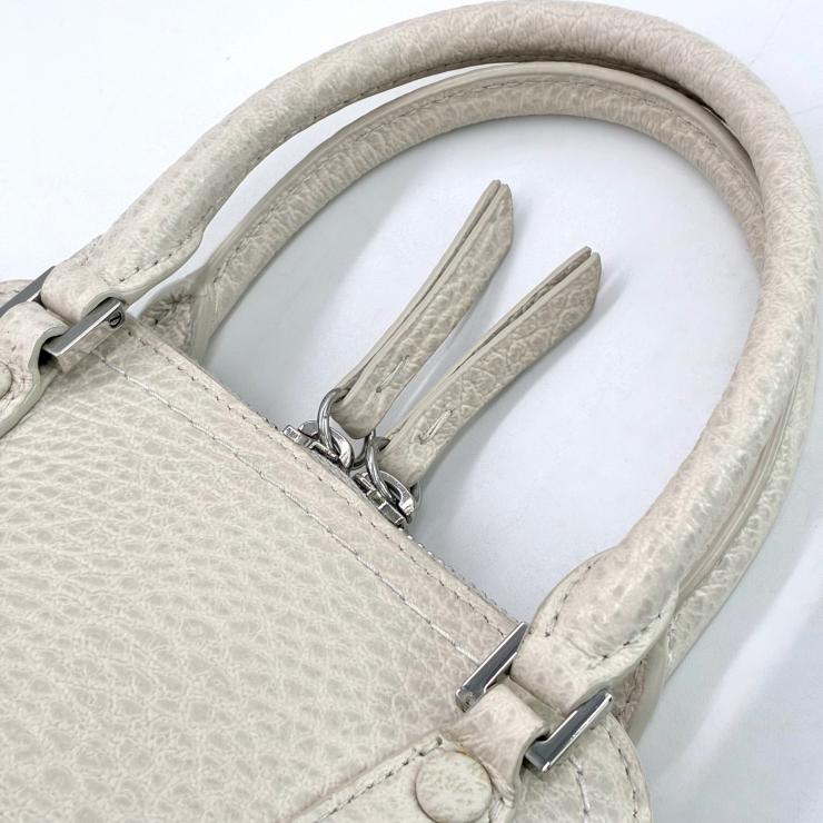 Maison Margiela メゾン マルジェラ 5AC マイクロ レザー キャンバス 2WAY ショルダー ハンド バッグ ホワイト RFID反応有 ★良品★ ★袋付★