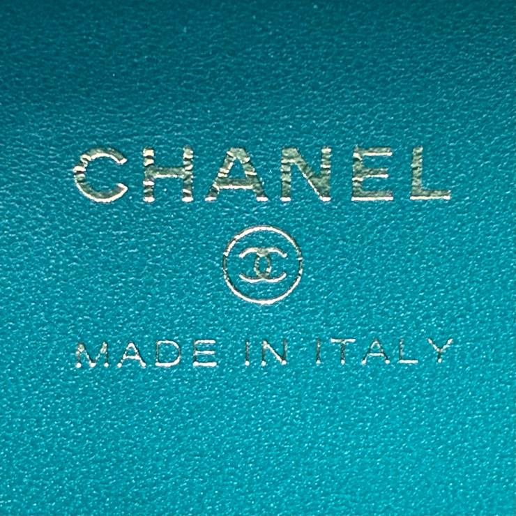 CHANEL シャネル ココマーク パール チェーンクラッチ ショルダーバッグ ラムスキン グリーン ゴールド金具 ランダムシール ★美品★