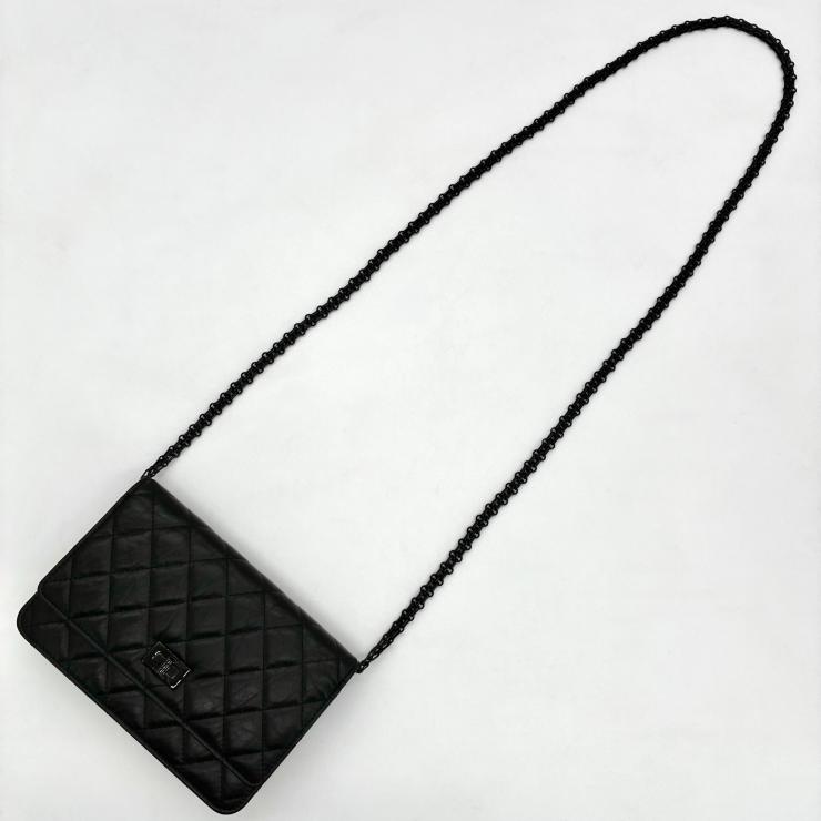 CHANEL シャネル 2.55 リイシュー チェーンウォレット ショルダーバッグ マトラッセ カーフスキン ブラック金具 ランダムプレート ★美品★ ★箱付★