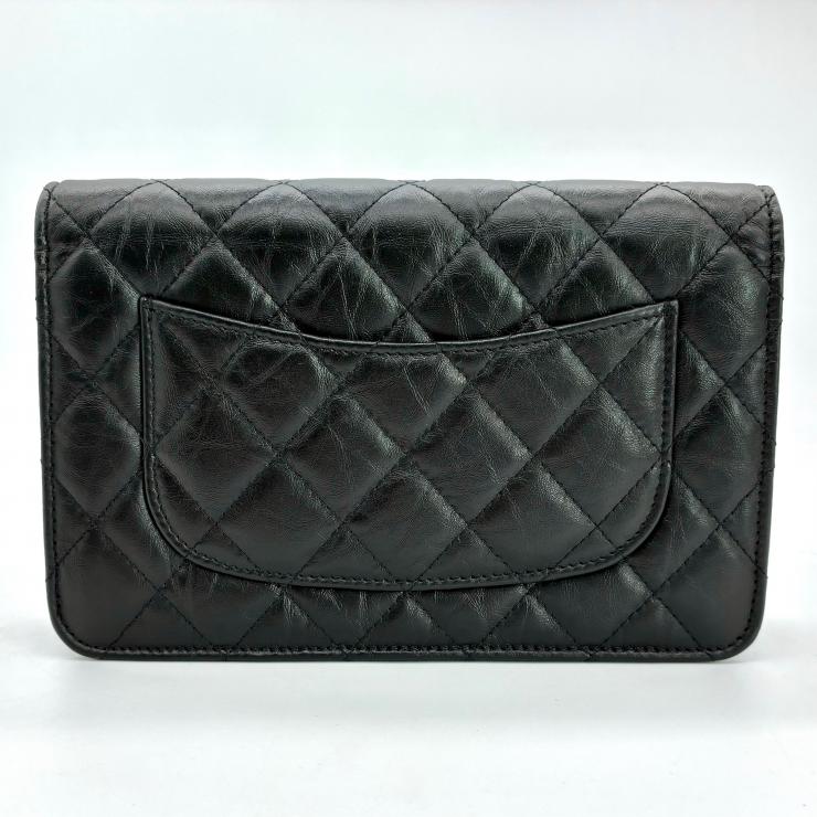 CHANEL シャネル 2.55 リイシュー チェーンウォレット ショルダーバッグ マトラッセ カーフスキン ブラック金具 ランダムプレート ★美品★ ★箱付★