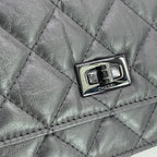CHANEL シャネル 2.55 リイシュー チェーンウォレット ショルダーバッグ マトラッセ カーフスキン ブラック金具 ランダムプレート ★美品★ ★箱付★