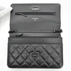 CHANEL シャネル 2.55 リイシュー チェーンウォレット ショルダーバッグ マトラッセ カーフスキン ブラック金具 ランダムプレート ★美品★ ★箱付★