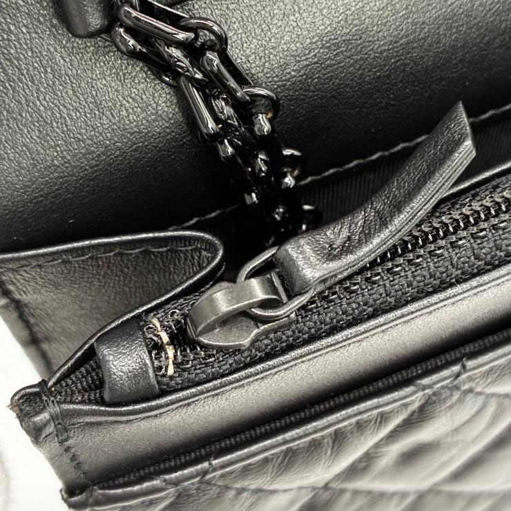 CHANEL シャネル 2.55 リイシュー チェーンウォレット ショルダーバッグ マトラッセ カーフスキン ブラック金具 ランダムプレート ★美品★ ★箱付★