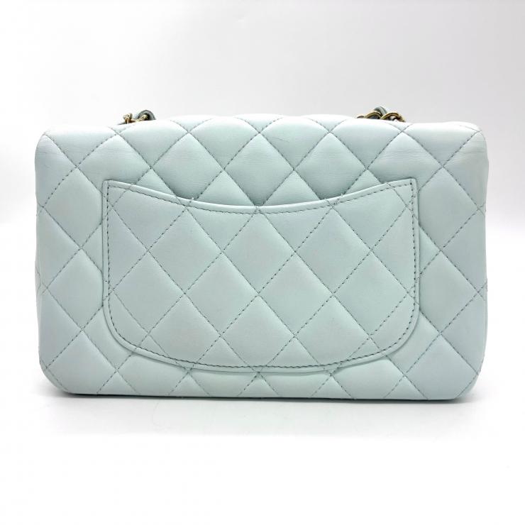 CHANEL シャネル マトラッセ20 シングルフラップ チェーン ショルダー バッグ ラムスキン ライトブルー ゴールド金具 ランダムプレート ★希少★
