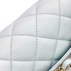CHANEL シャネル マトラッセ20 シングルフラップ チェーン ショルダー バッグ ラムスキン ライトブルー ゴールド金具 ランダムプレート ★希少★