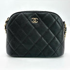 CHANEL シャネル ココマーク チェーンクラッチ ショルダーバッグ マトラッセ キャビアスキン ブラック ゴールド金具 ランダムシール ★美品★