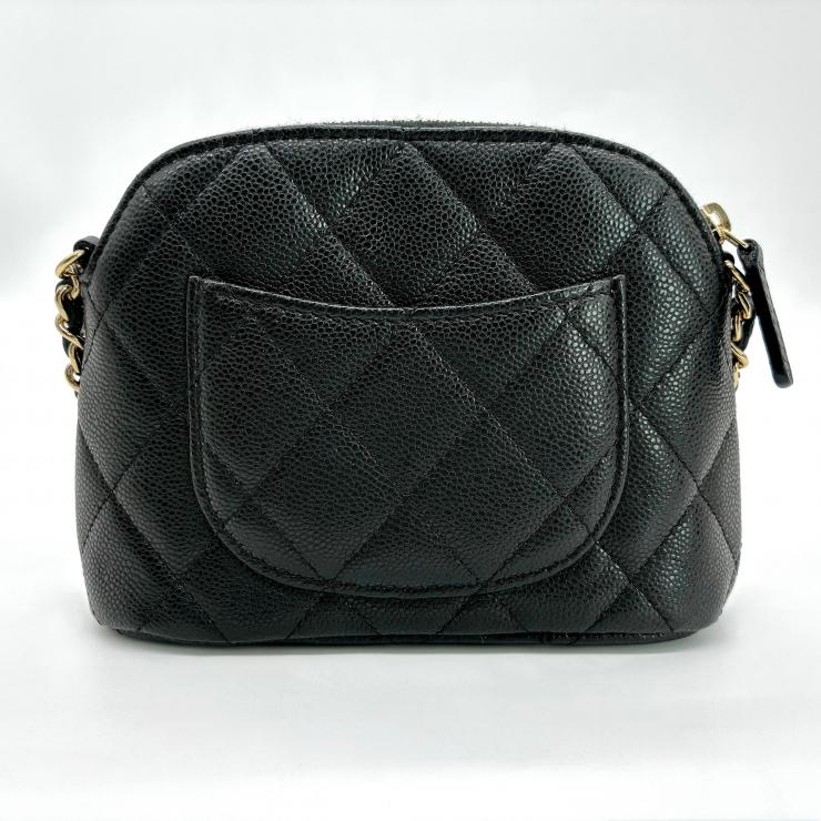 CHANEL シャネル ココマーク チェーンクラッチ ショルダーバッグ マトラッセ キャビアスキン ブラック ゴールド金具 ランダムシール ★美品★