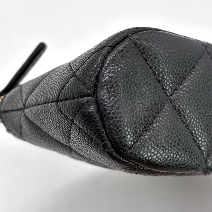 CHANEL シャネル ココマーク チェーンクラッチ ショルダーバッグ マトラッセ キャビアスキン ブラック ゴールド金具 ランダムシール ★美品★