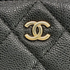 CHANEL シャネル ココマーク チェーンクラッチ ショルダーバッグ マトラッセ キャビアスキン ブラック ゴールド金具 ランダムシール ★美品★