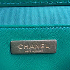 CHANEL シャネル マトラッセ メティエダール ラムスキン 2WAY トップハンドル チェーンショルダー グリーン ゴールド金具 ランダムプレート ★美品★