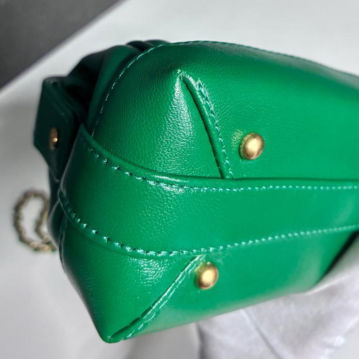 CHANEL シャネル マトラッセ メティエダール ラムスキン 2WAY トップハンドル チェーンショルダー グリーン ゴールド金具 ランダムプレート ★美品★