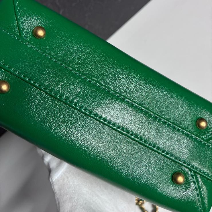 CHANEL シャネル マトラッセ メティエダール ラムスキン 2WAY トップハンドル チェーンショルダー グリーン ゴールド金具 ランダムプレート ★美品★