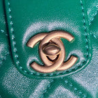 CHANEL シャネル マトラッセ メティエダール ラムスキン 2WAY トップハンドル チェーンショルダー グリーン ゴールド金具 ランダムプレート ★美品★