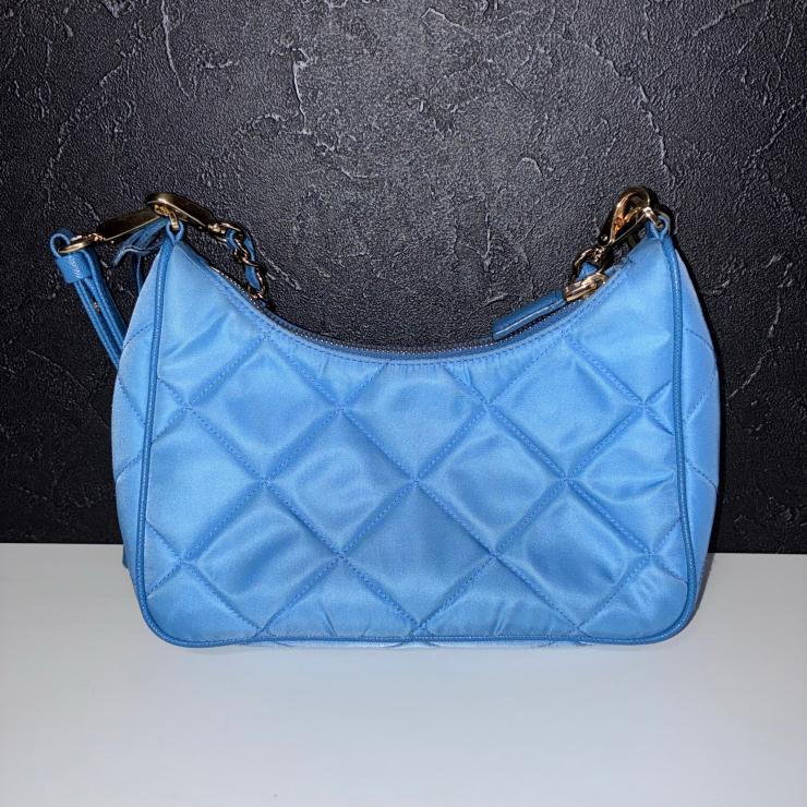 PRADA プラダ Re-Edition リエディション 1995 キルティング ナイロン 1BC204 ハンドバッグ ブルー ゴールド金具 ★良品★