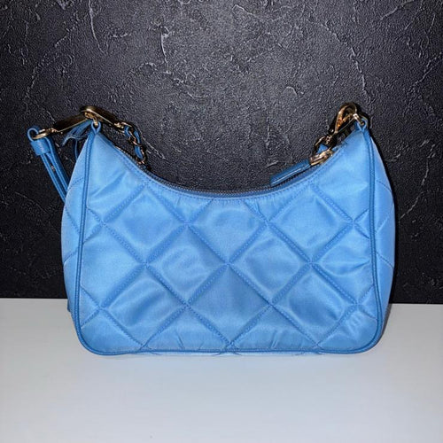 PRADA プラダ Re-Edition リエディション 1995 キルティング ナイロン 1BC204 ハンドバッグ ブルー ゴールド金具 ★良品★