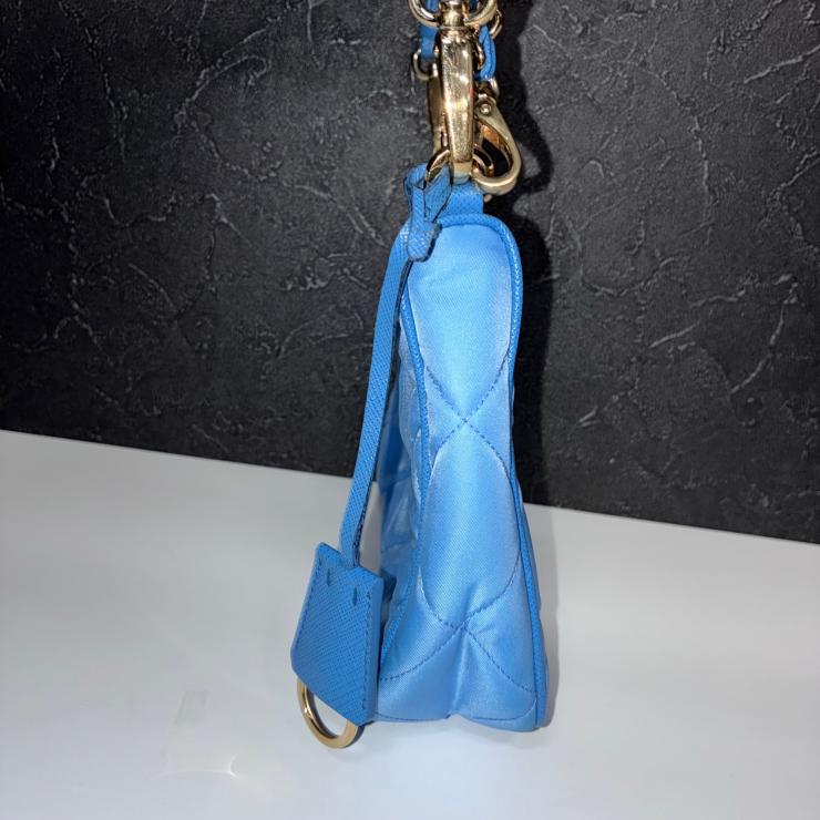 PRADA プラダ Re-Edition リエディション 1995 キルティング ナイロン 1BC204 ハンドバッグ ブルー ゴールド金具 ★良品★