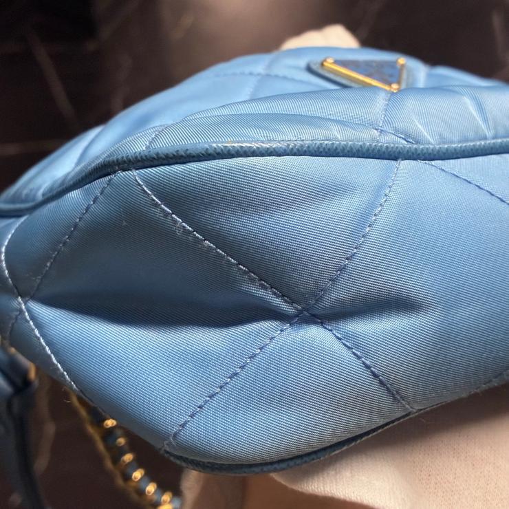 PRADA プラダ Re-Edition リエディション 1995 キルティング ナイロン 1BC204 ハンドバッグ ブルー ゴールド金具 ★良品★