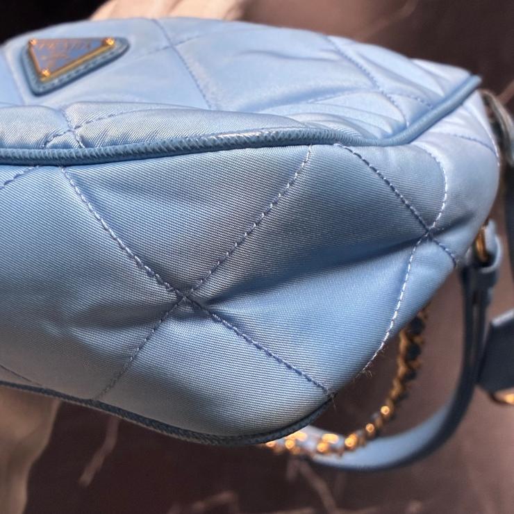 PRADA プラダ Re-Edition リエディション 1995 キルティング ナイロン 1BC204 ハンドバッグ ブルー ゴールド金具 ★良品★