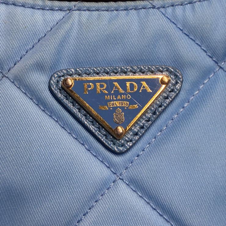 PRADA プラダ Re-Edition リエディション 1995 キルティング ナイロン 1BC204 ハンドバッグ ブルー ゴールド金具 ★良品★