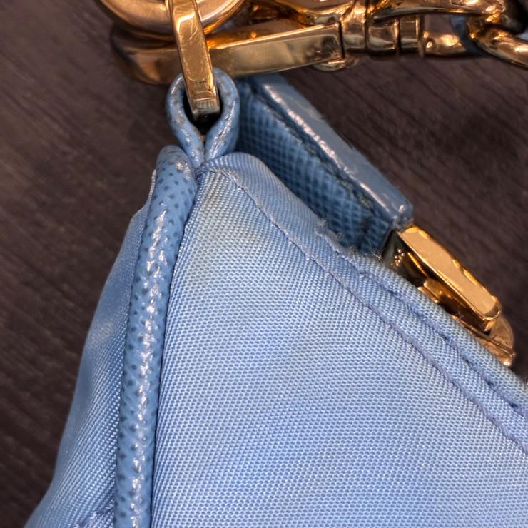 PRADA プラダ Re-Edition リエディション 1995 キルティング ナイロン 1BC204 ハンドバッグ ブルー ゴールド金具 ★良品★