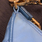 PRADA プラダ Re-Edition リエディション 1995 キルティング ナイロン 1BC204 ハンドバッグ ブルー ゴールド金具 ★良品★