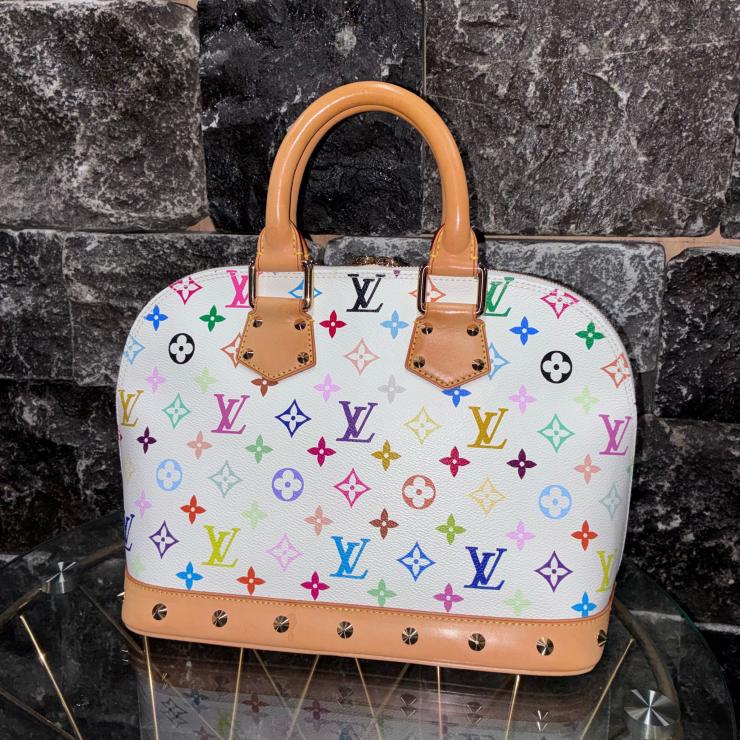 LOUIS VUITTON ルイ ヴィトン アルマ M92647 モノグラム マルチカラー ブロン ホワイト ハンドバッグ ★良品★
