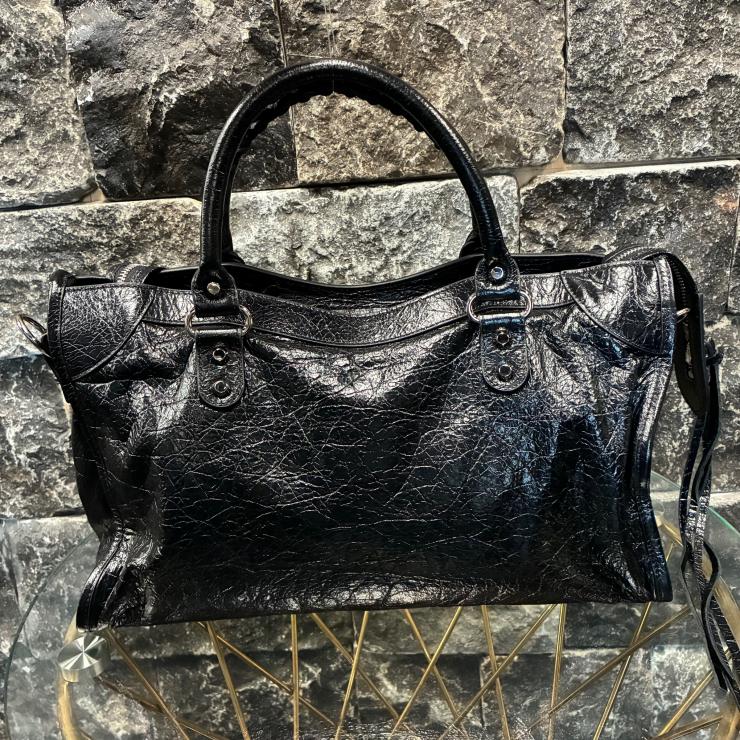 BALENCIAGA バレンシアガ ル シティ ミディアム 2WAY ショルダー ハンドバッグ ブラック ミラー無 ★美品★
