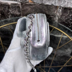 CHANEL シャネル マトラッセ メタリックラムスキン ハートシェイプ チェーンショルダーバッグ シルバー ランダムシール シルバー金具 ★希少★ ★美品★