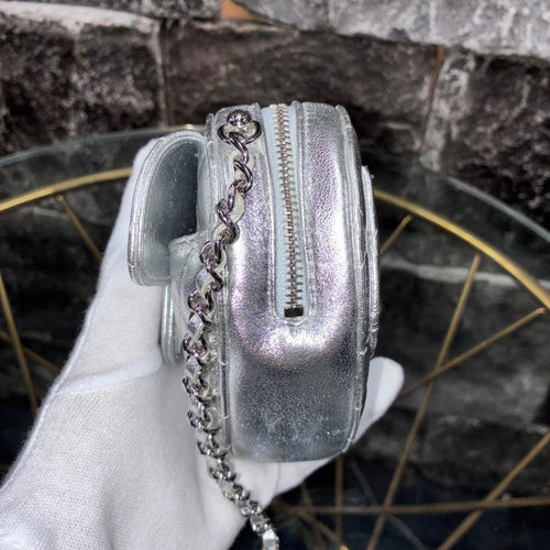 CHANEL シャネル マトラッセ メタリックラムスキン ハートシェイプ チェーンショルダーバッグ シルバー ランダムシール シルバー金具 ★希少★ ★美品★