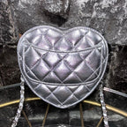 CHANEL シャネル マトラッセ メタリックラムスキン ハートシェイプ チェーンショルダーバッグ シルバー ランダムシール シルバー金具 ★希少★ ★美品★