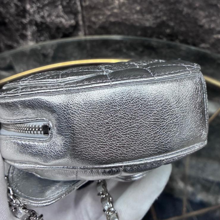 CHANEL シャネル マトラッセ メタリックラムスキン ハートシェイプ チェーンショルダーバッグ シルバー ランダムシール シルバー金具 ★希少★ ★美品★