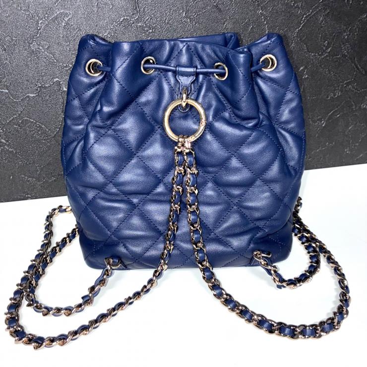 CHANEL シャネル マトラッセ ラムスキン リュックサック バックパック AS4342 ネイビー ゴールド金具 ランダムプレート ★美品★ ★袋付★