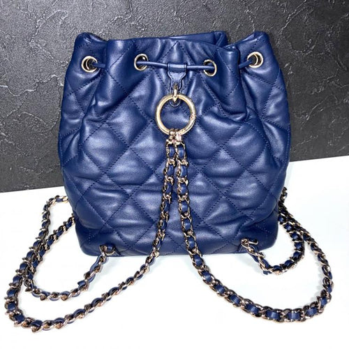 CHANEL シャネル マトラッセ ラムスキン リュックサック バックパック AS4342 ネイビー ゴールド金具 ランダムプレート ★美品★ ★袋付★