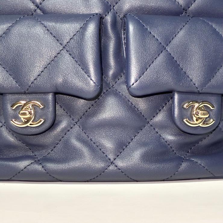 CHANEL シャネル マトラッセ ラムスキン リュックサック バックパック AS4342 ネイビー ゴールド金具 ランダムプレート ★美品★ ★袋付★