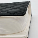 CHANEL シャネル ブックチェーンショルダー ショルダーバッグ マトラッセ ラムスキン ブラック ホワイト ゴールド金具 ★美品★ ★箱・袋・プレート付★
