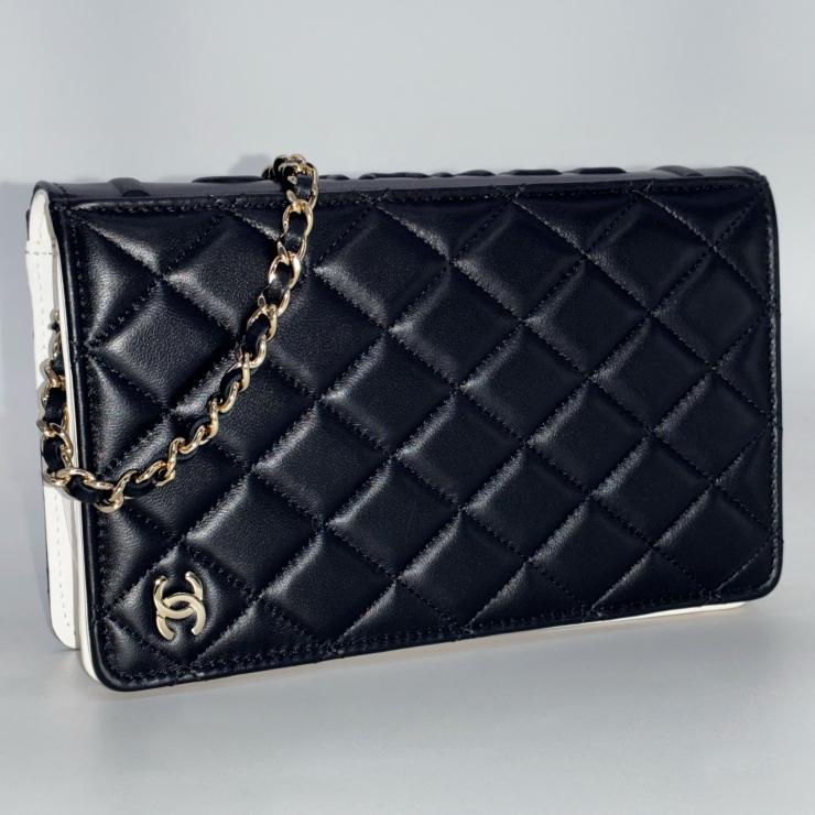 CHANEL シャネル ブックチェーンショルダー ショルダーバッグ マトラッセ ラムスキン ブラック ホワイト ゴールド金具 ★美品★ ★箱・袋・プレート付★